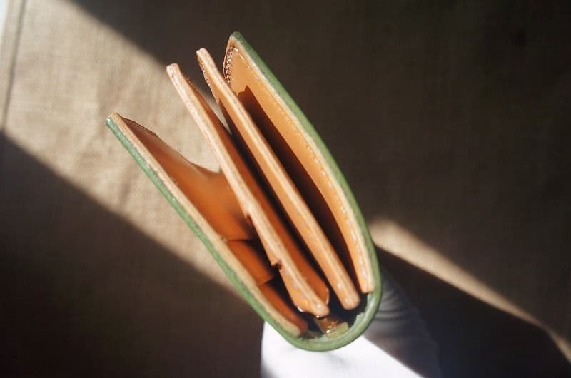 送料無料　ルガトショルダーのバイカーズウォレット【パロットグリーン】