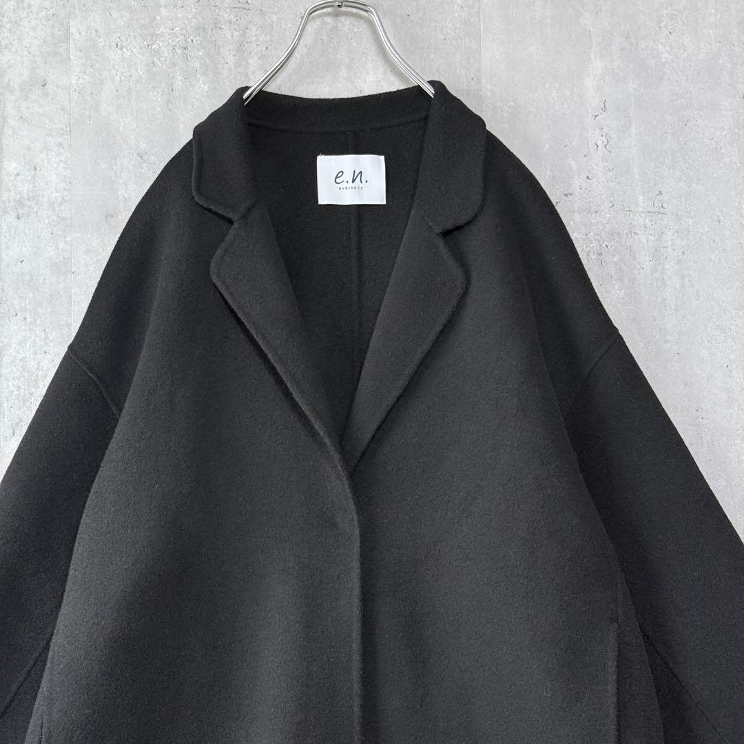 エバーネイビー evernavy リバーロングコクーンコート ブラック M