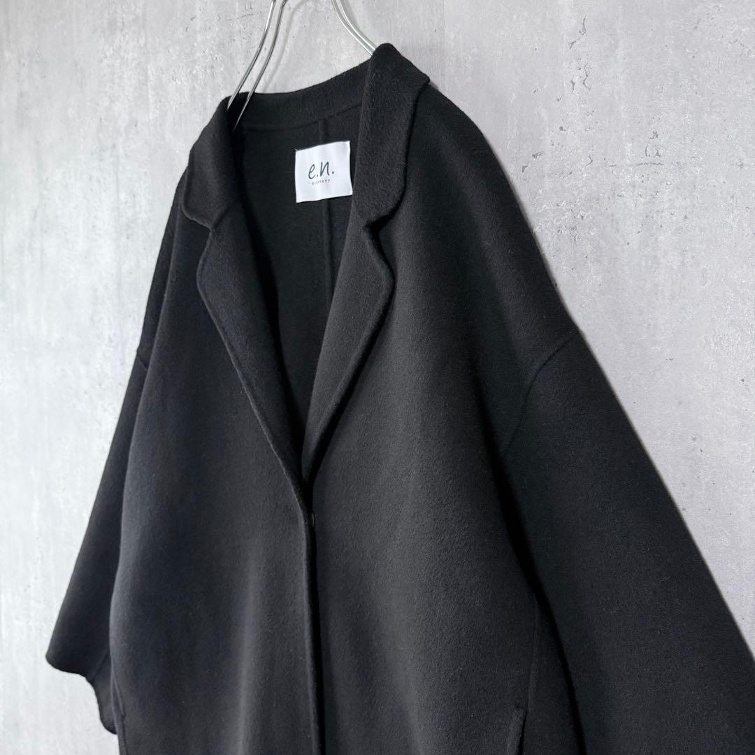 エバーネイビー evernavy リバーロングコクーンコート ブラック M