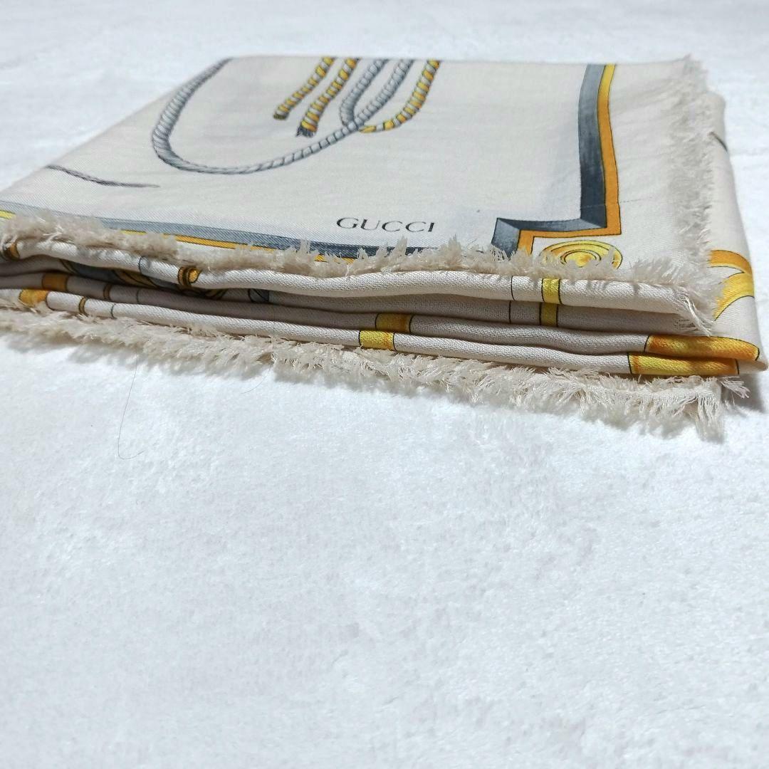 【希少品】GUCCI オールドグッチ　馬具柄　大判スカーフ　ウール　シルク