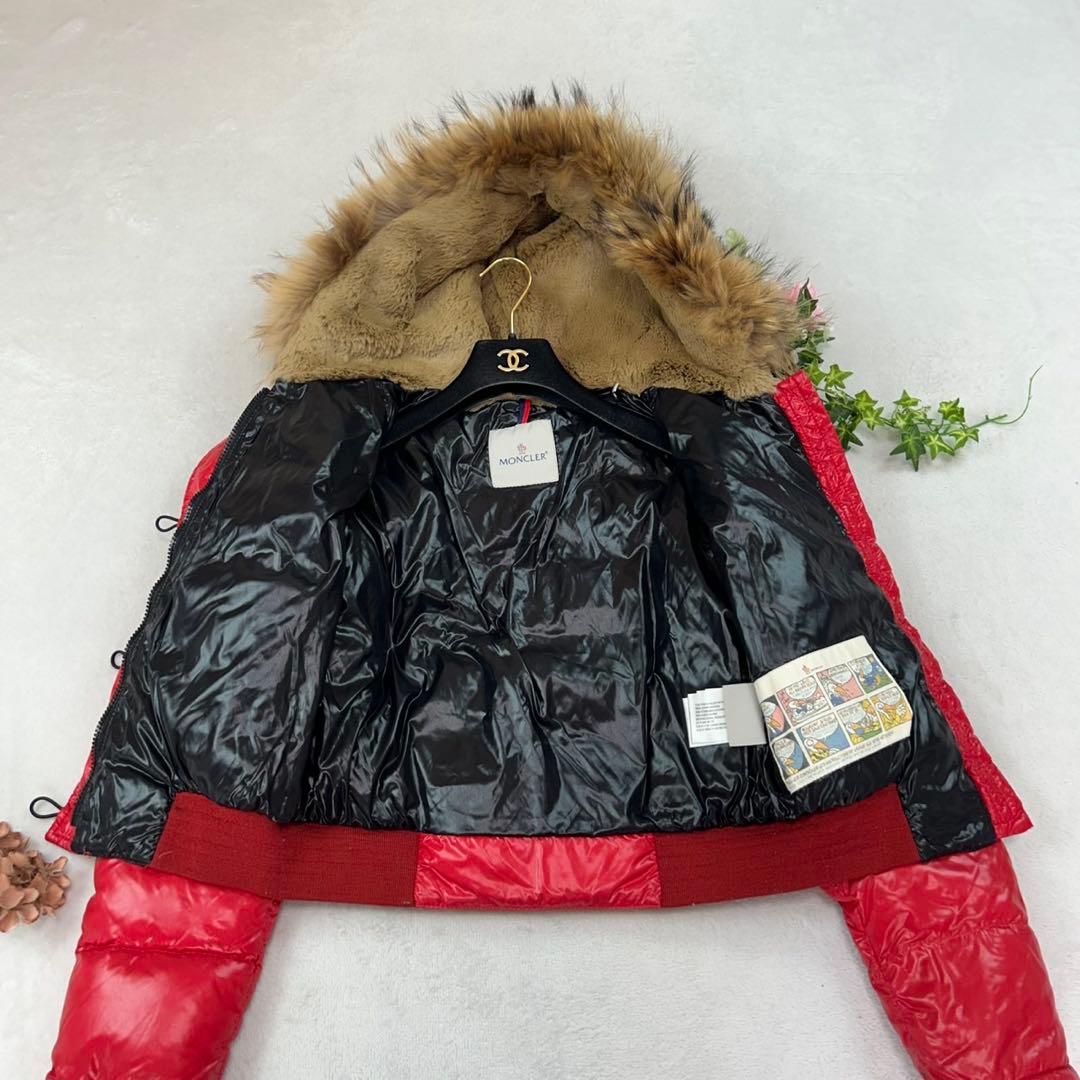 K756 美品 S モンクレール ブルガリ ダウンジャケット レッド レディース