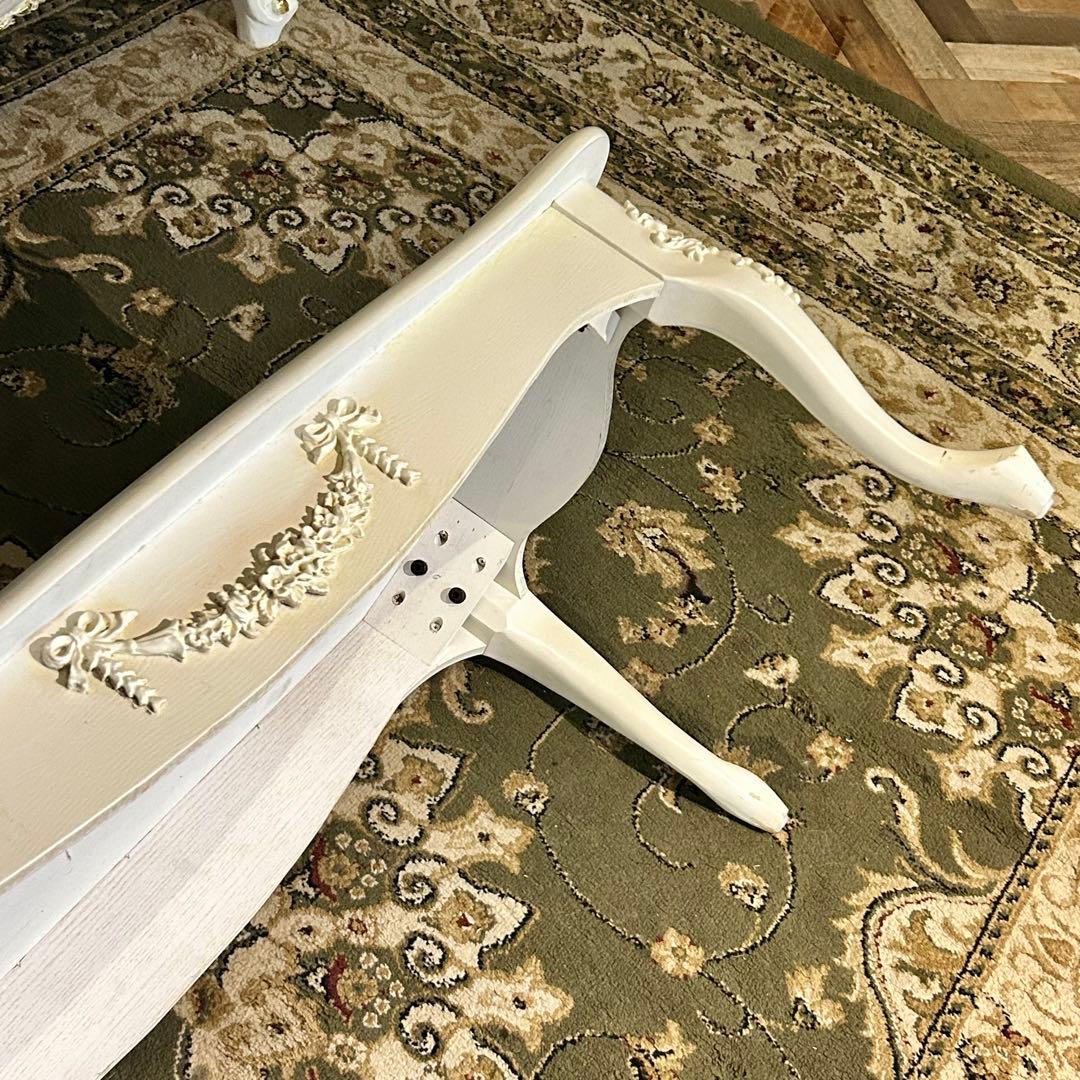 ヴィンテージ風 ホワイト 長方形ローテーブル