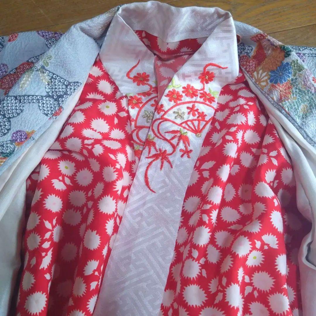 上品レトロレアカラー★ちりめん古典グレー★着物帯他小物フルセット