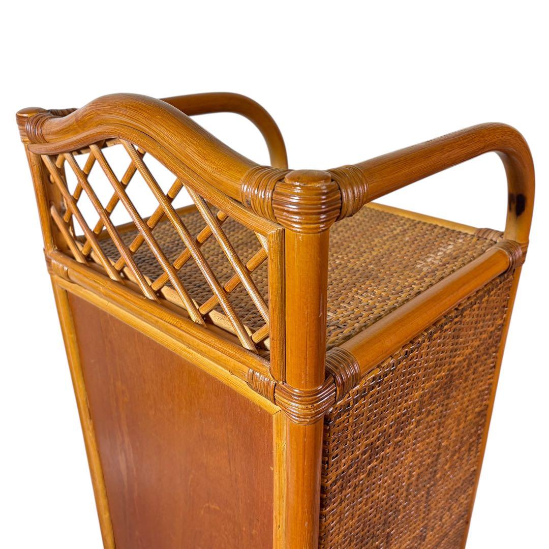 昭和レトロ ラタン 籐 6段チェスト 背が高い 縦長タンス スリム アジアン家具