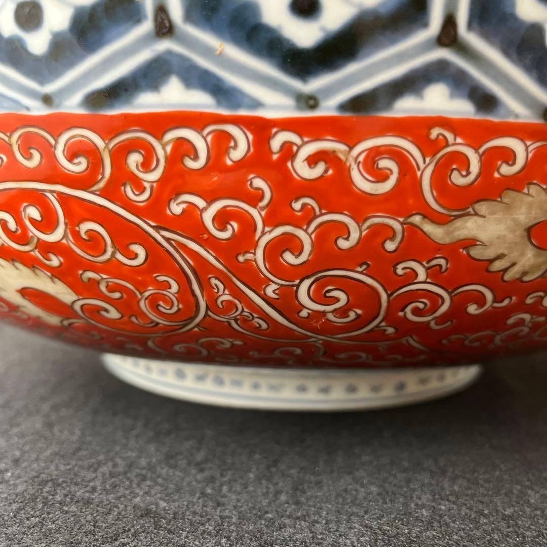 江戸時代　古伊万里　有田焼　錦手　金彩赤絵　大鉢　直径33cm