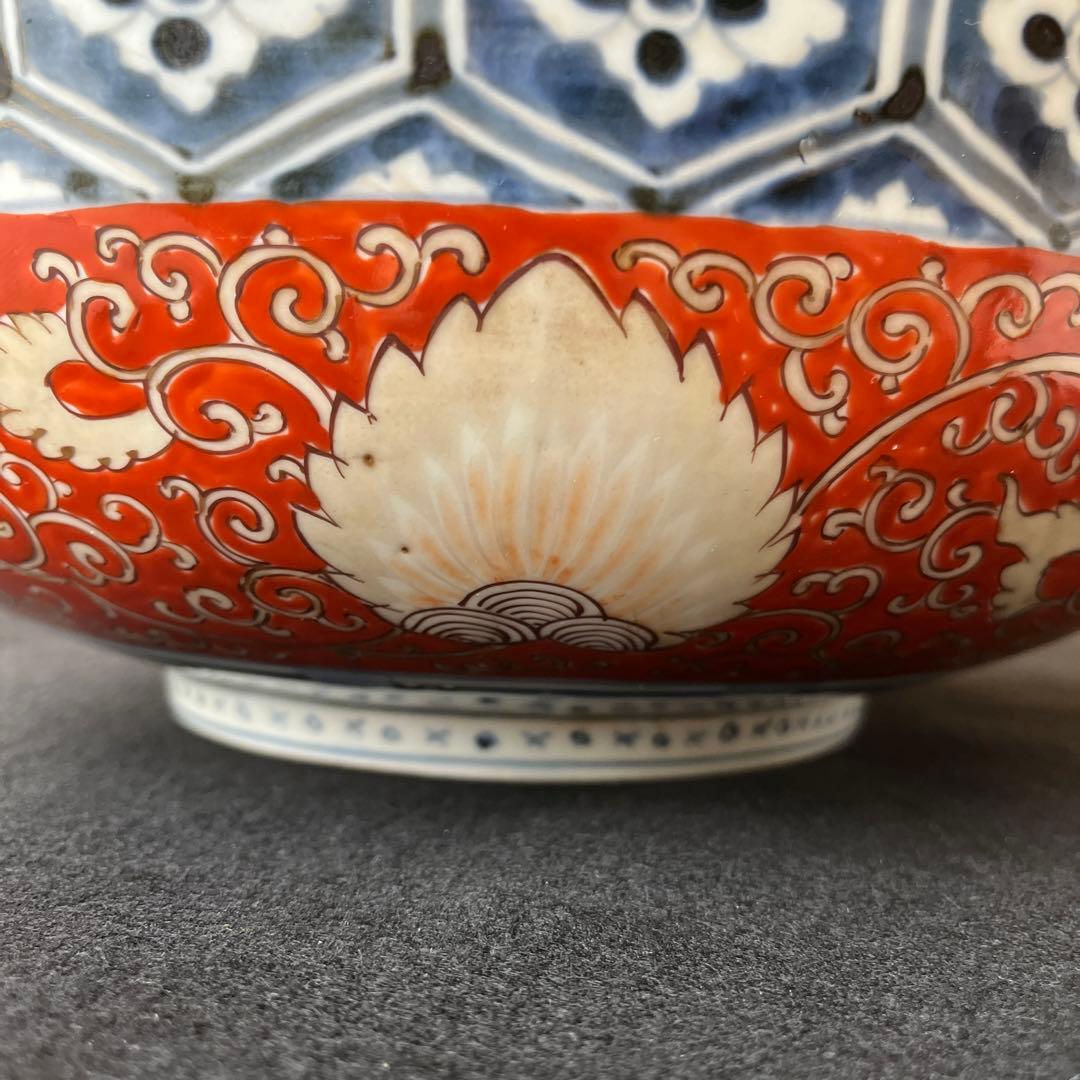 江戸時代　古伊万里　有田焼　錦手　金彩赤絵　大鉢　直径33cm