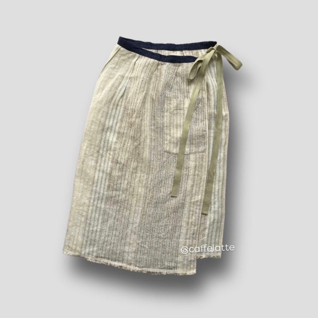 Vlas Blomme ヴラスブラム リネンストライプエプロン TOUJOURS