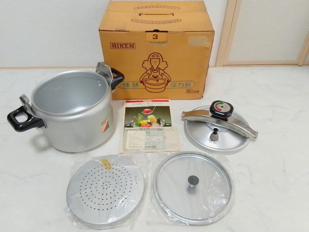 ☆未使用☆ 理研 圧力鍋 6L 1升 アルミ製 両手鍋