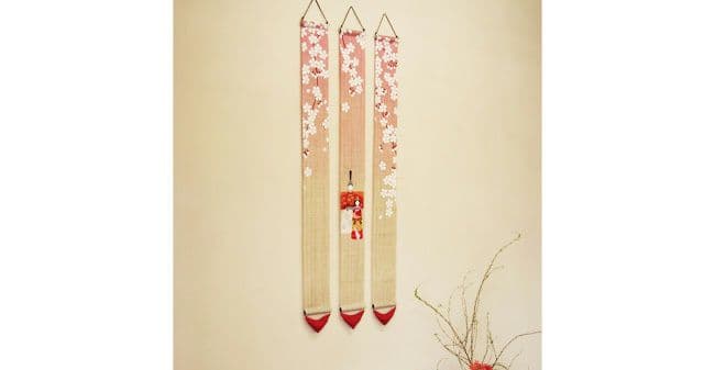 おひな様　タペストリー　三連　「桜花雛」