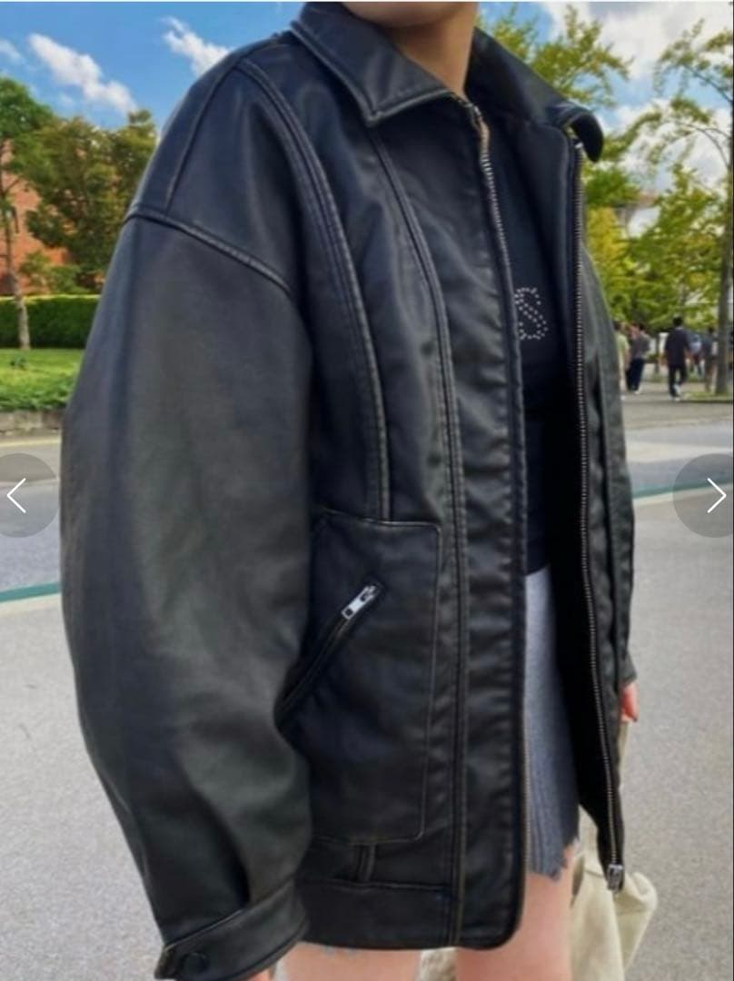 LAGUA GEM フェイクレザーヴィンテージジャケット　ブラック