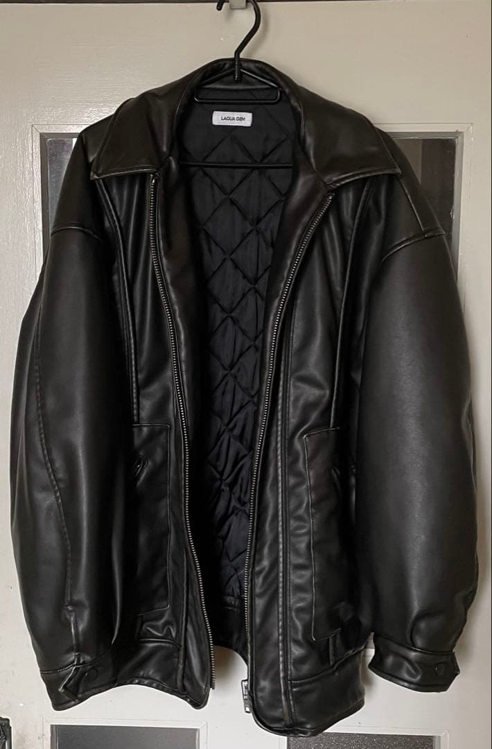 LAGUA GEM フェイクレザーヴィンテージジャケット　ブラック