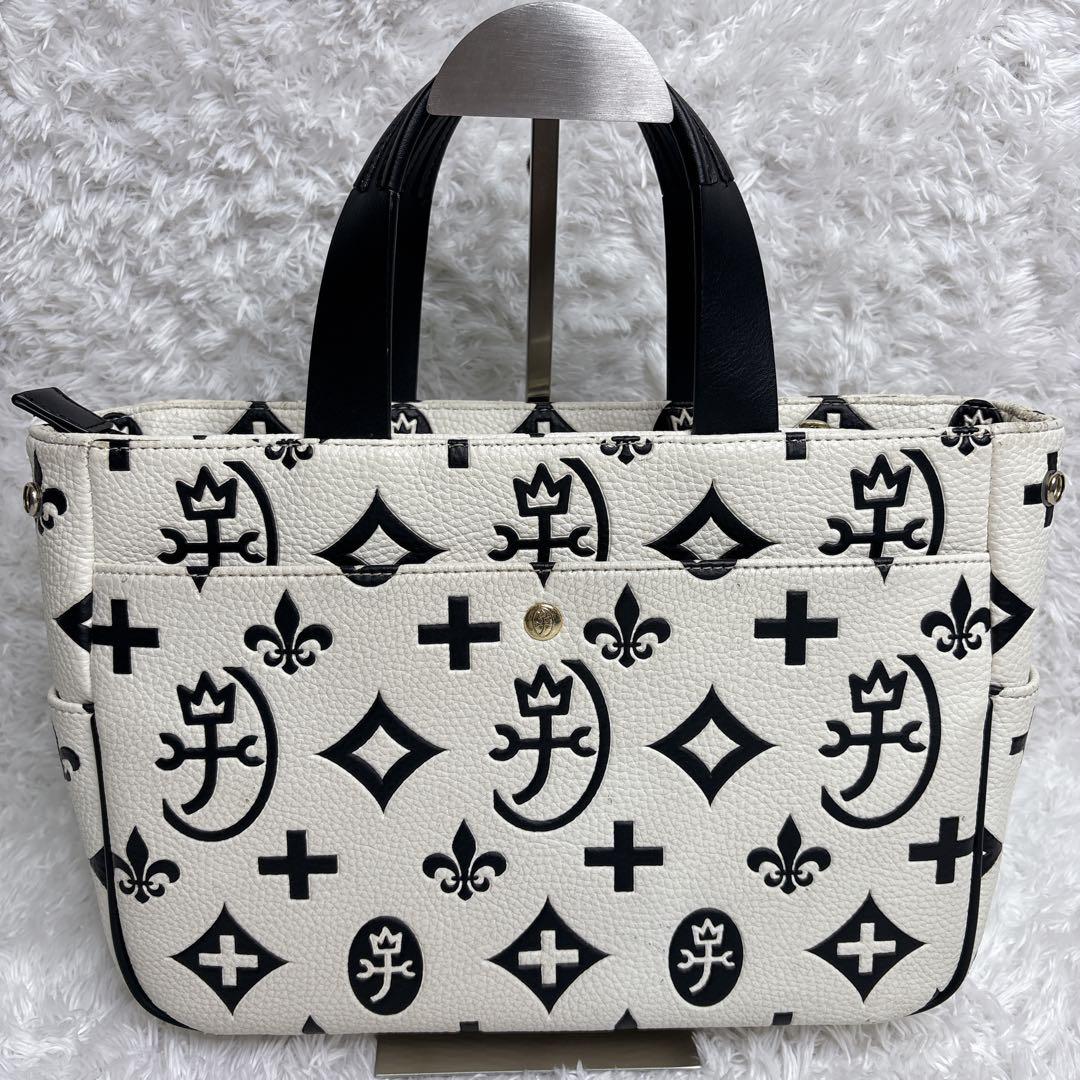カステルバジャック トートバッグ ハンドバッグ 家紋 総柄 バイカラー