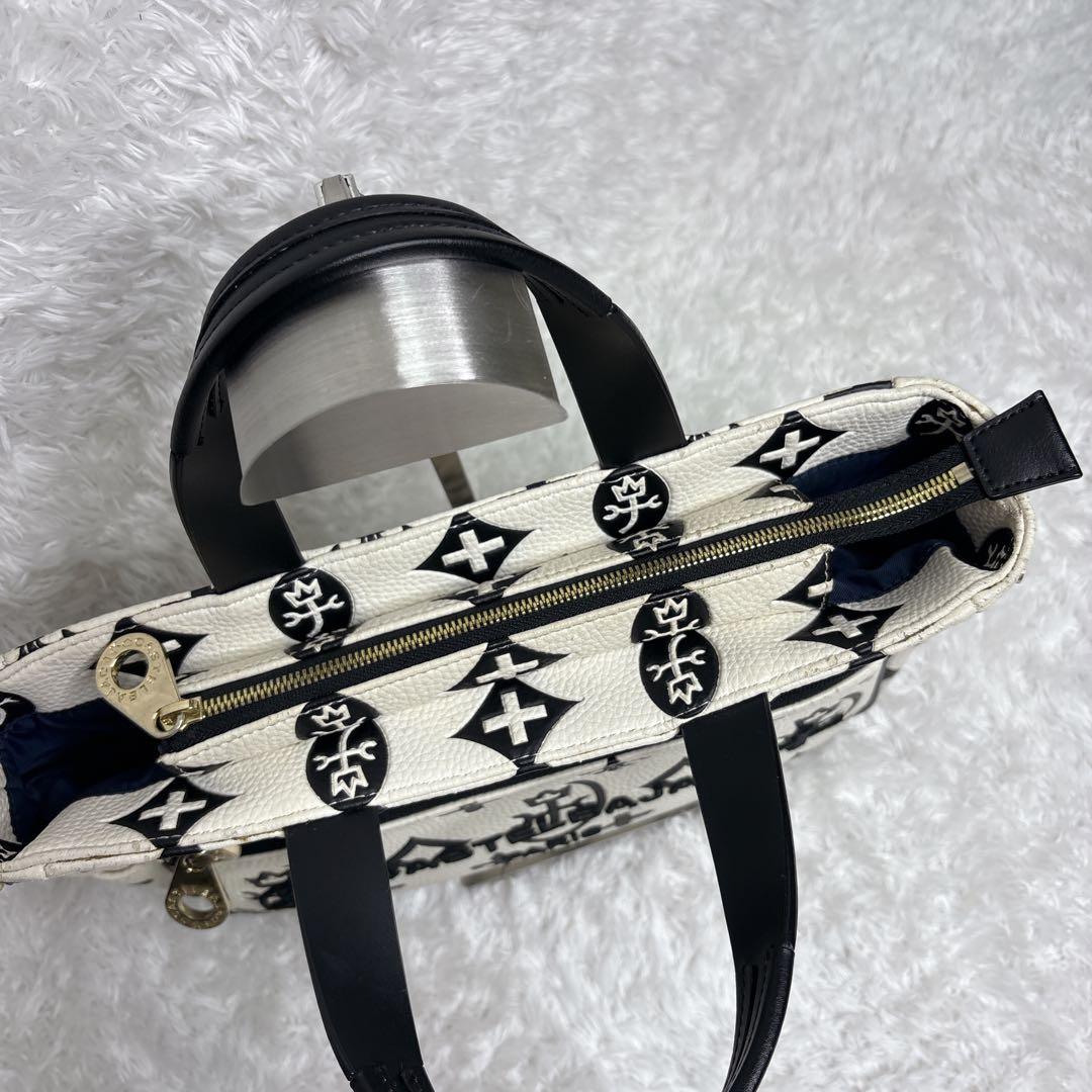 カステルバジャック トートバッグ ハンドバッグ 家紋 総柄 バイカラー