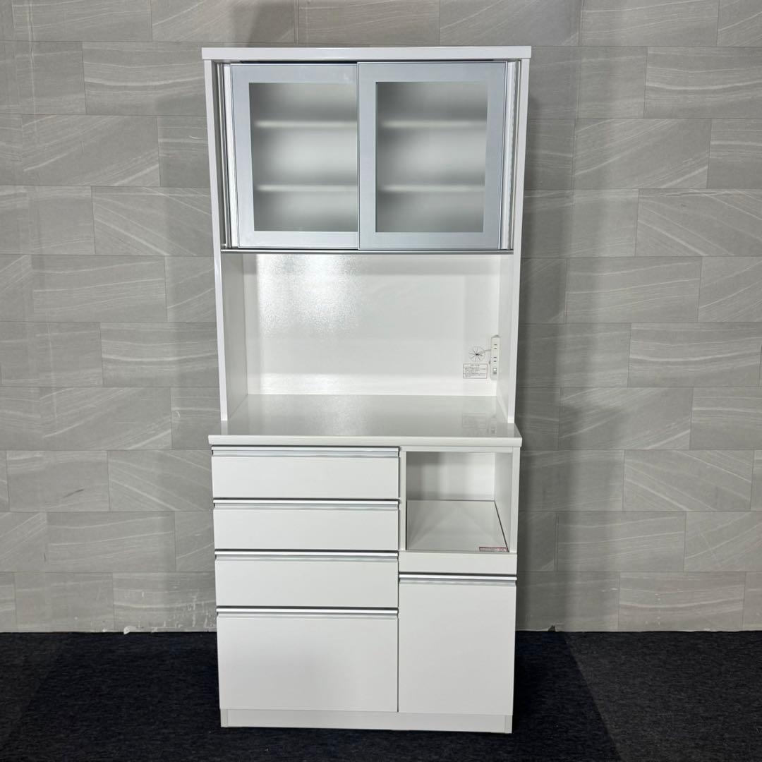 ニトリ 食器棚 幅90cm キッチンボード ホワイト 白 d5217