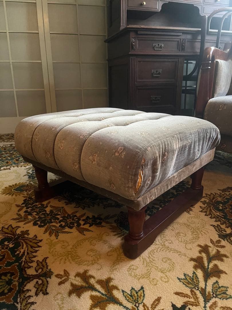 新象 オットマン スツール 昭和レトロ アンティーク 花柄 インテリア
