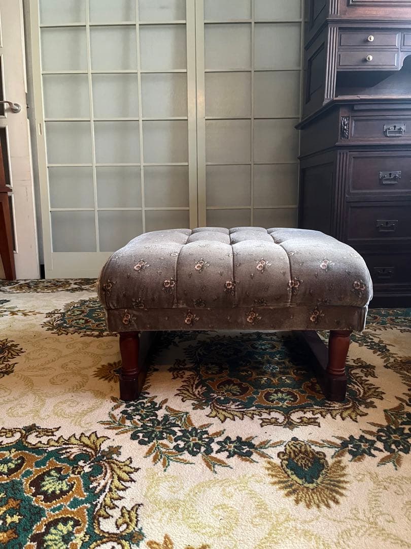 新象 オットマン スツール 昭和レトロ アンティーク 花柄 インテリア