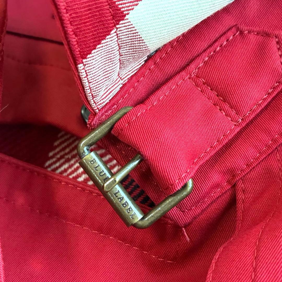 美品 ブルーレーベルクレストブリッジ ライナー付トレンチコート ノバチェック　赤