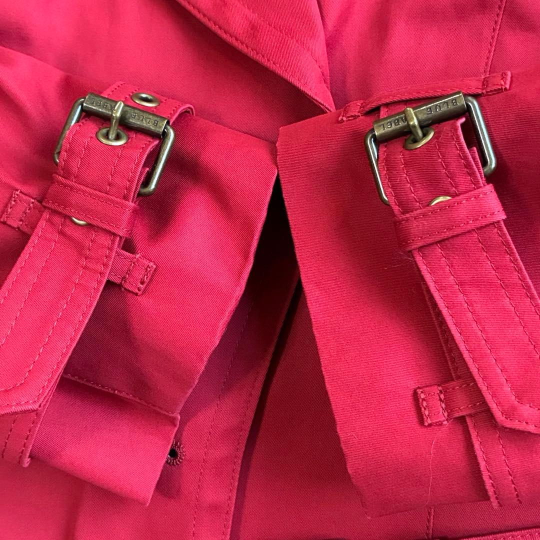 美品 ブルーレーベルクレストブリッジ ライナー付トレンチコート ノバチェック　赤