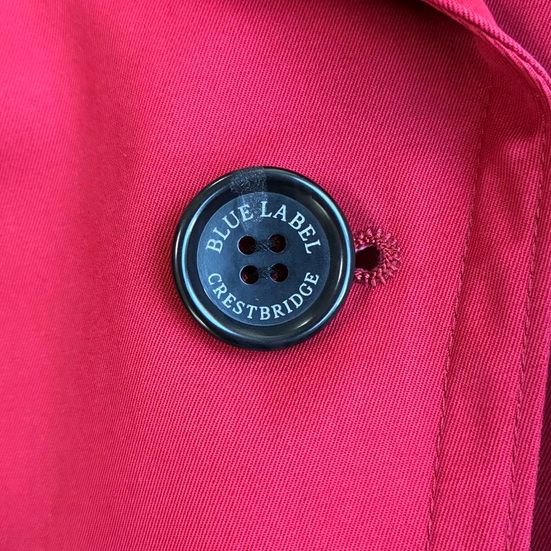 美品 ブルーレーベルクレストブリッジ ライナー付トレンチコート ノバチェック　赤