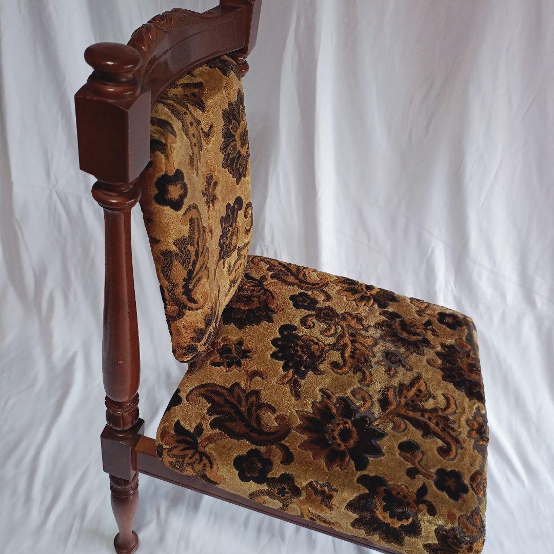 ヴィンテージ 花柄 オリーブ 経年のファブリックが美しい ダイニング チェア