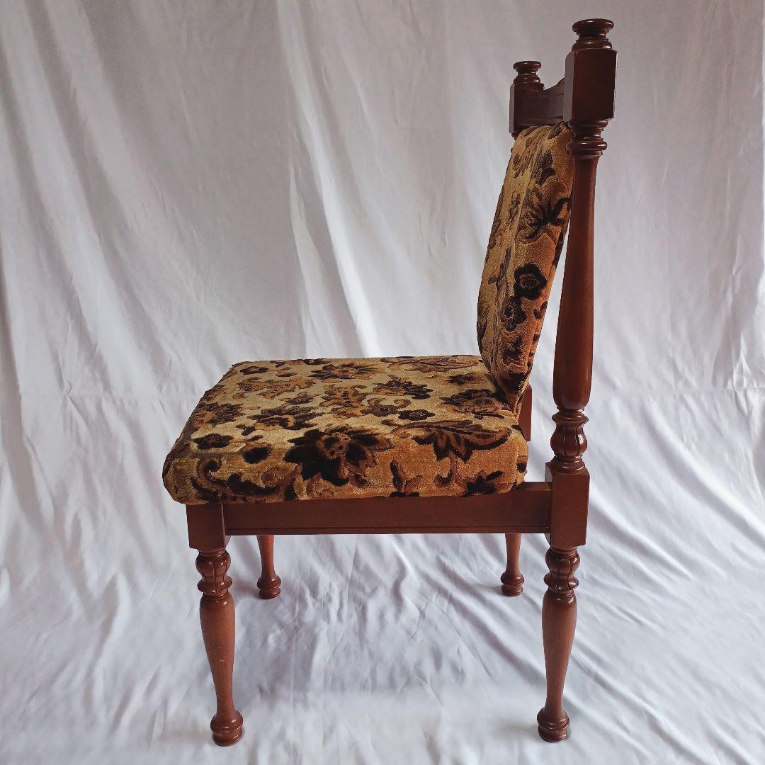 ヴィンテージ 花柄 オリーブ 経年のファブリックが美しい ダイニング チェア