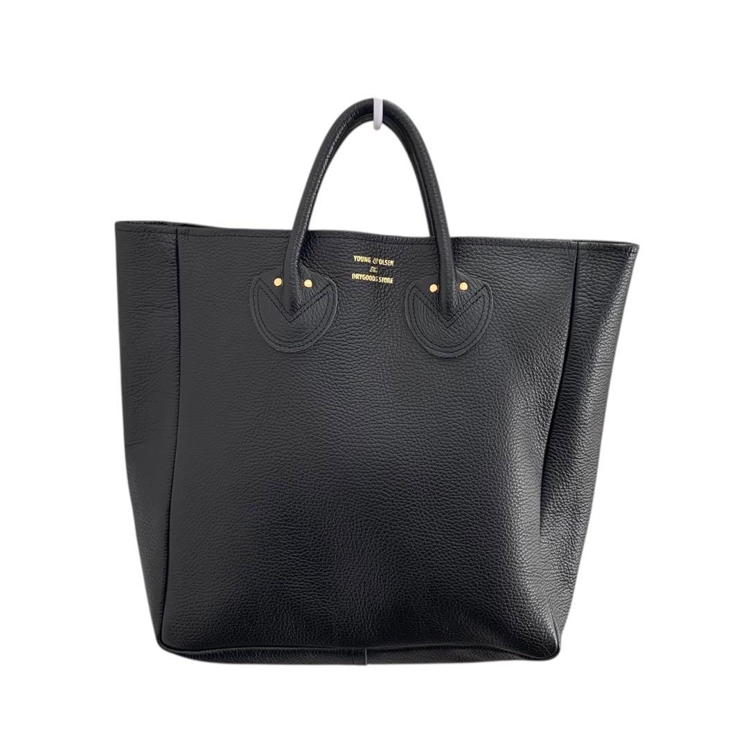 【現行品】ヤングアンドオルセン エンボス レザー トートバッグ M 黒