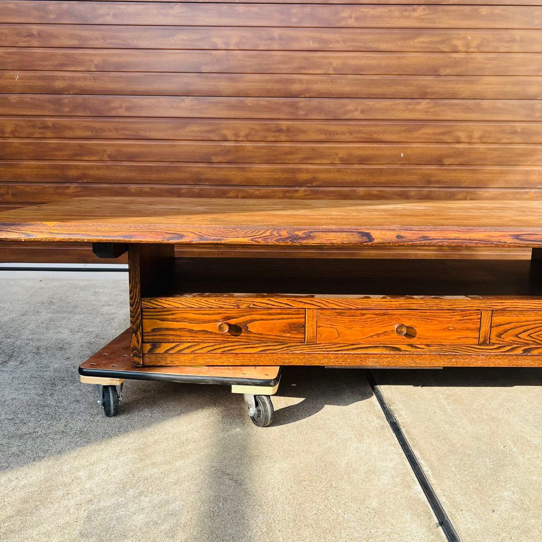 美品 高級 座卓 センターテーブル 一枚板 無垢 和室 ローテーブル 引き出し