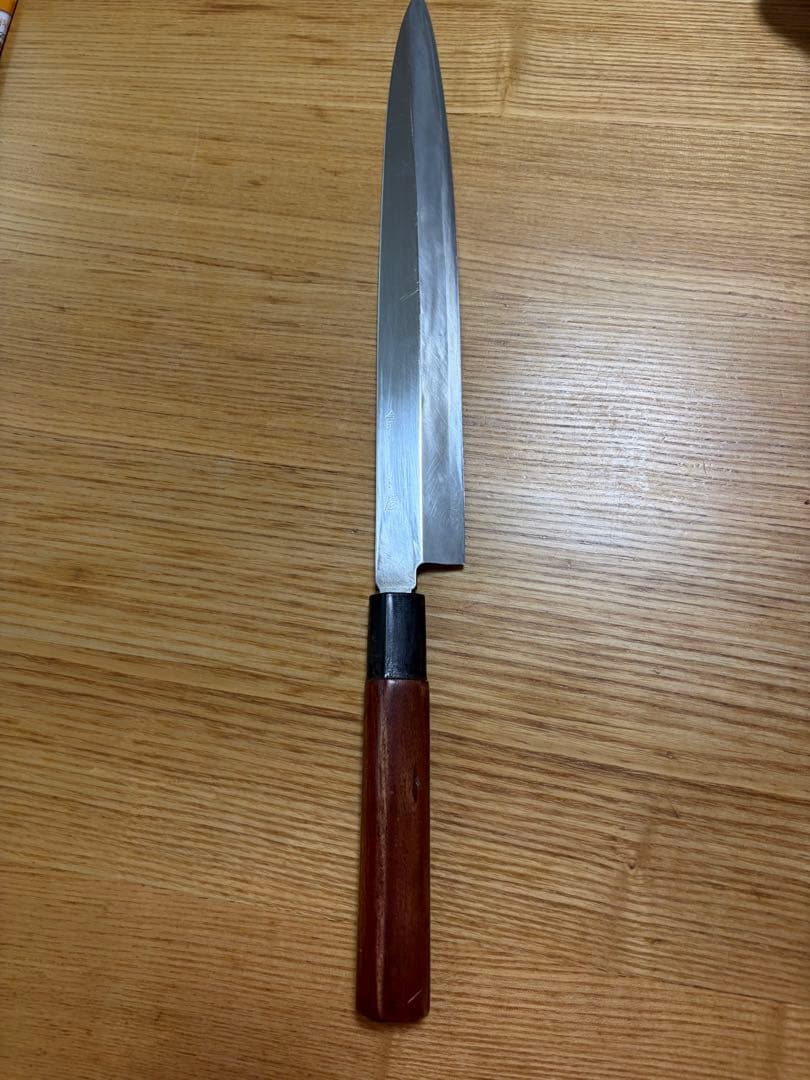 高級柳刃包丁 木製ハンドル 刀刃約27cm 合羽—