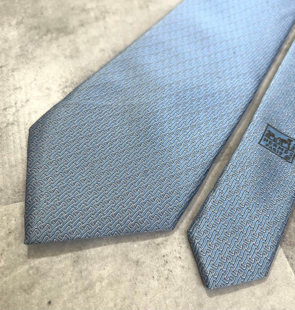 HERMES ネクタイ ハイブランド ファソネ ジャガード 光沢