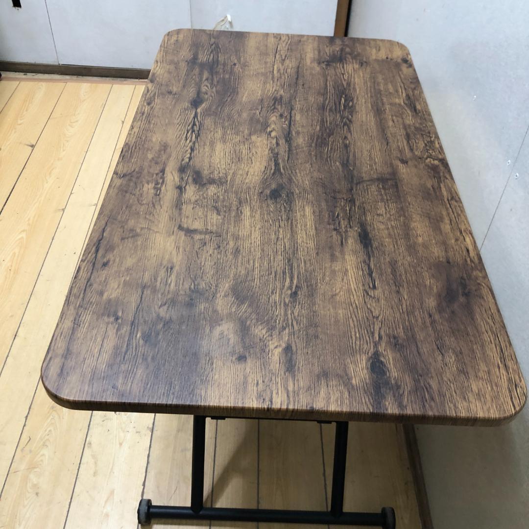 【送料無料】ガス昇降式 折りたたみテーブル キャスター付き デスク 250802