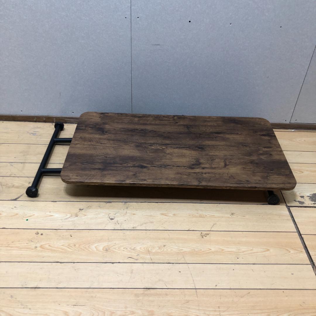 【送料無料】ガス昇降式 折りたたみテーブル キャスター付き デスク 250802