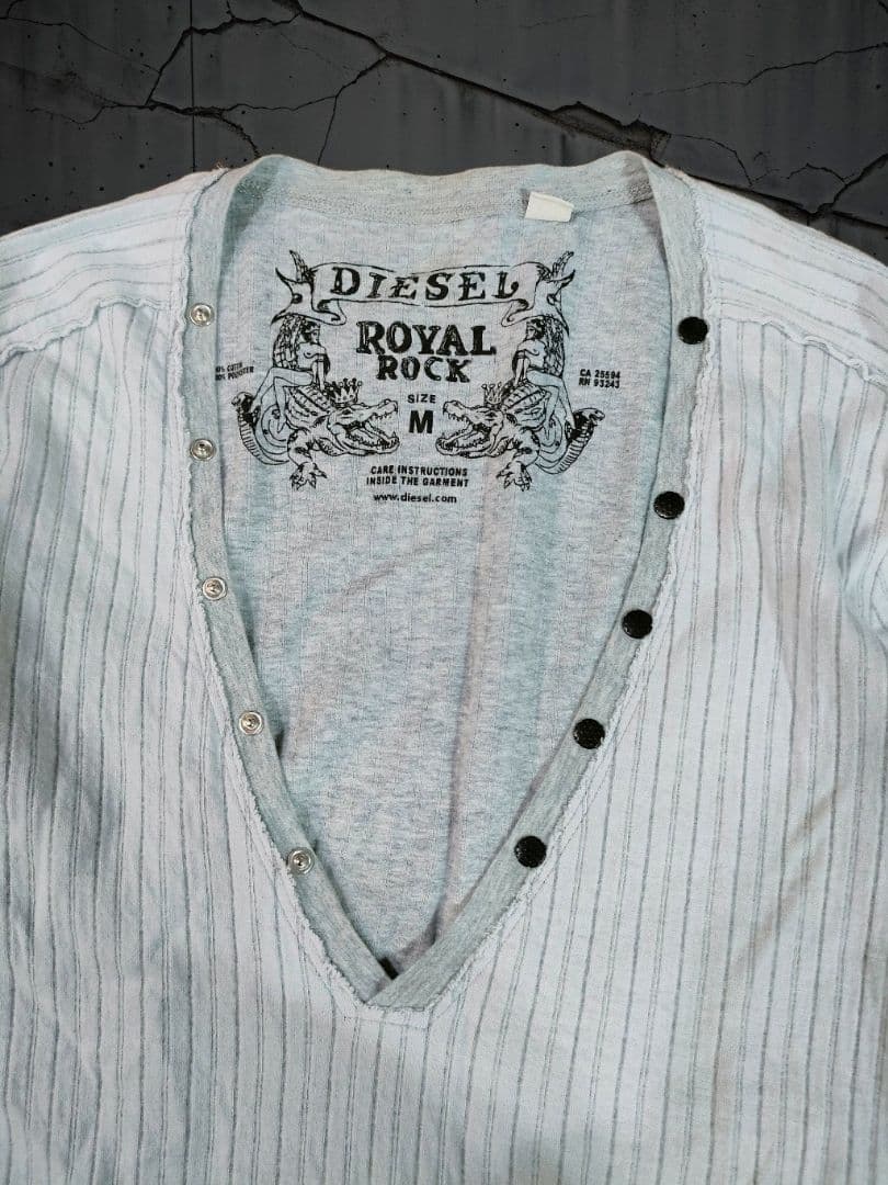y2k 00s DIESEL ストライプ Vネックカットソー 平成 グランジ