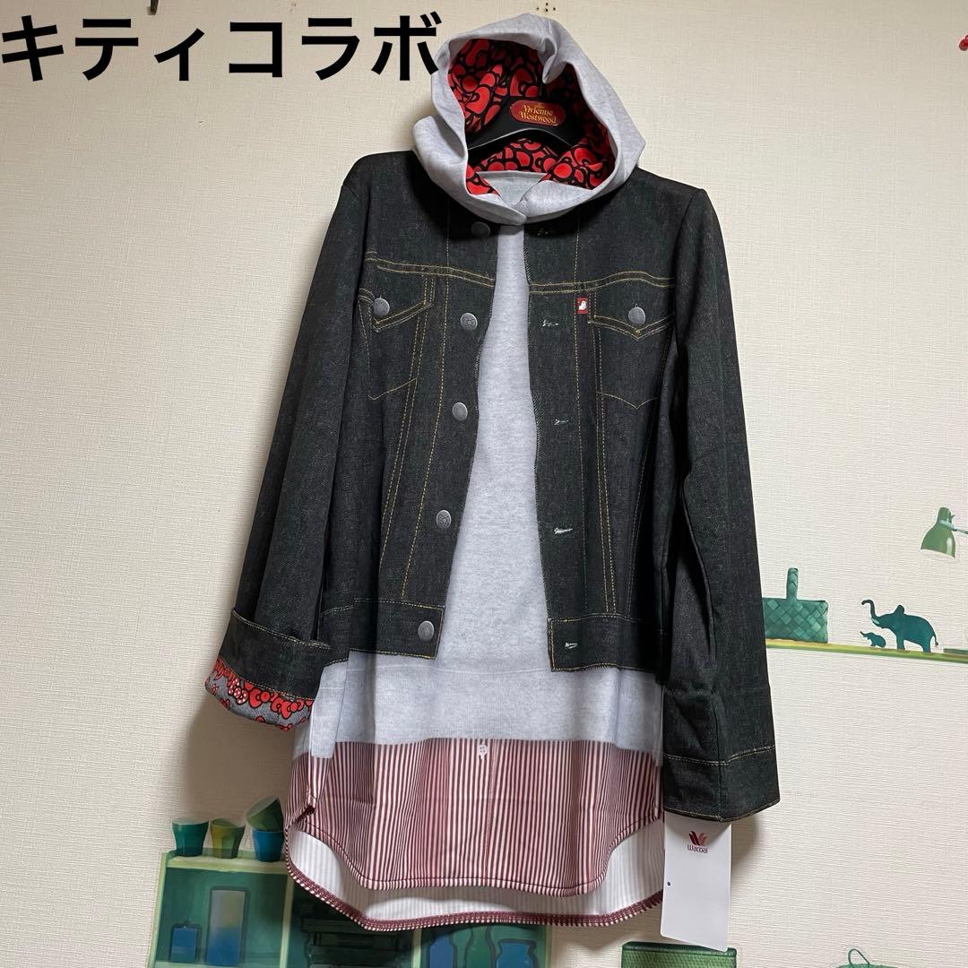 新品　ワコール　カルソン　ハローキティコラボ　フェイクデニムパーカーチュニック