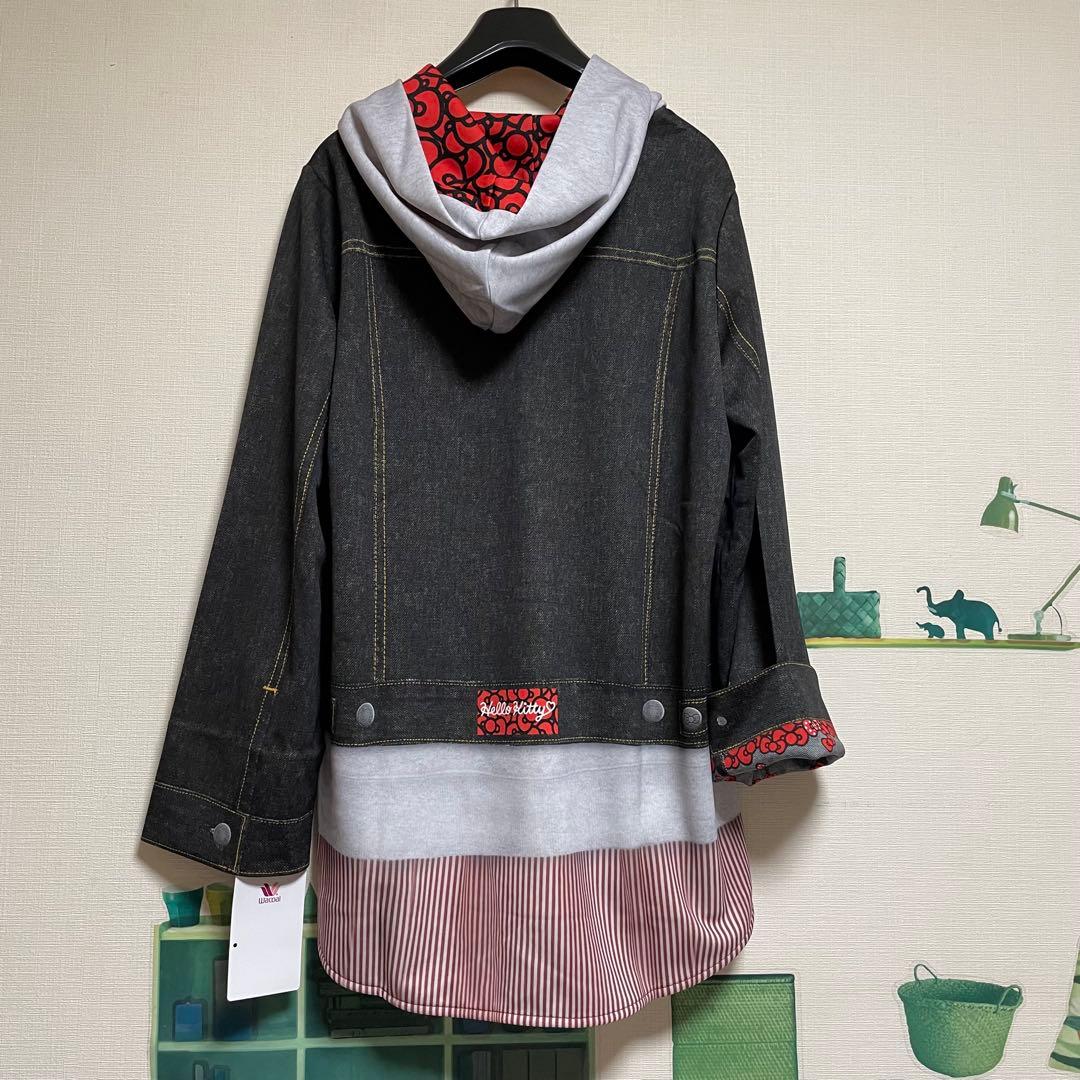 新品　ワコール　カルソン　ハローキティコラボ　フェイクデニムパーカーチュニック
