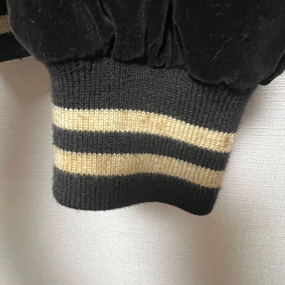 ヴィンテージ　ヤマコ　日本製 黒 スカジャン 鷹刺繍　龍刺繍　ベロア　和柄　Ｆ