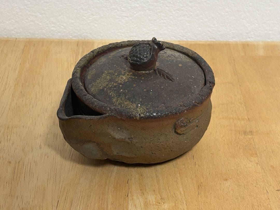76.備前焼 宝瓶 登り窯 柘榴 ザクロ 手びねり 急須