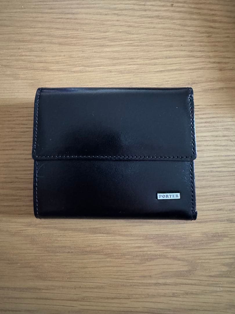 【新品】PORTER 三つ折り財布 レザー シーン　ウォレット　ブラック