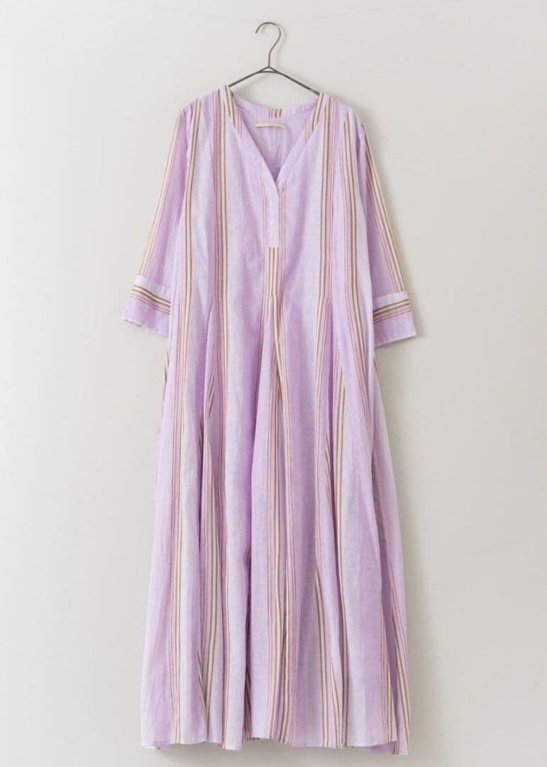ヌキテパ　ワンピース　Cotton Stripe V Neck Dress