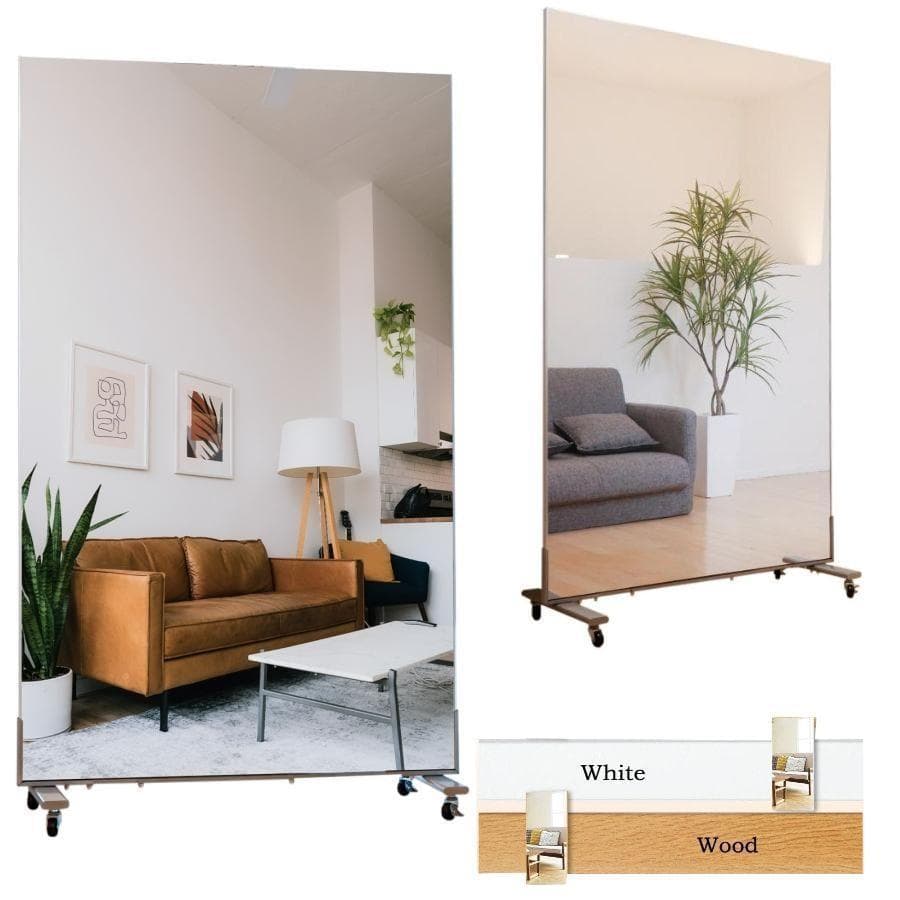 割れない鏡 姿見 キャスター付き 全身鏡 ダンスミラー幅80 ホワイト 2306