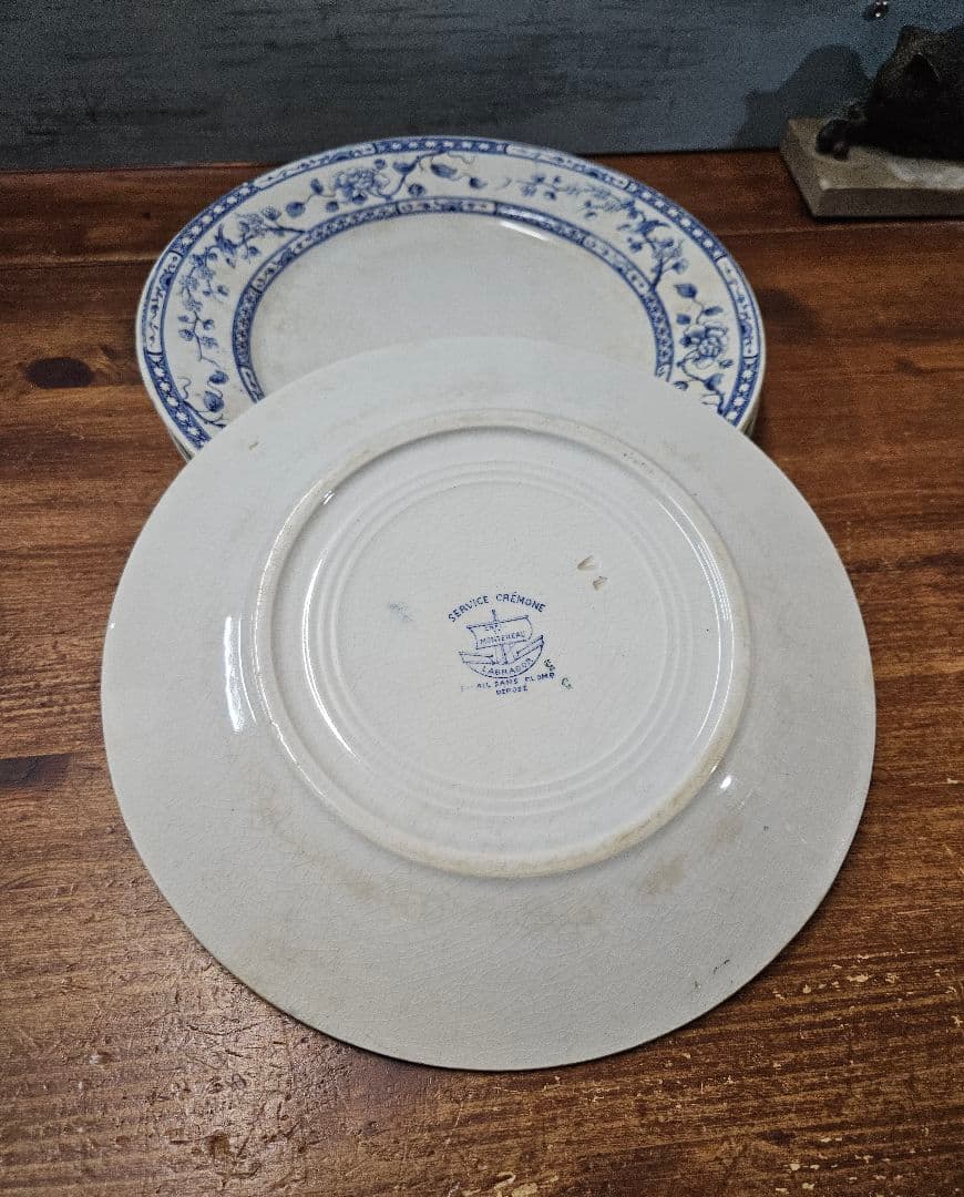 フランスアンティーク クレイユモントロー ジャポニスム サービスプレート 4枚