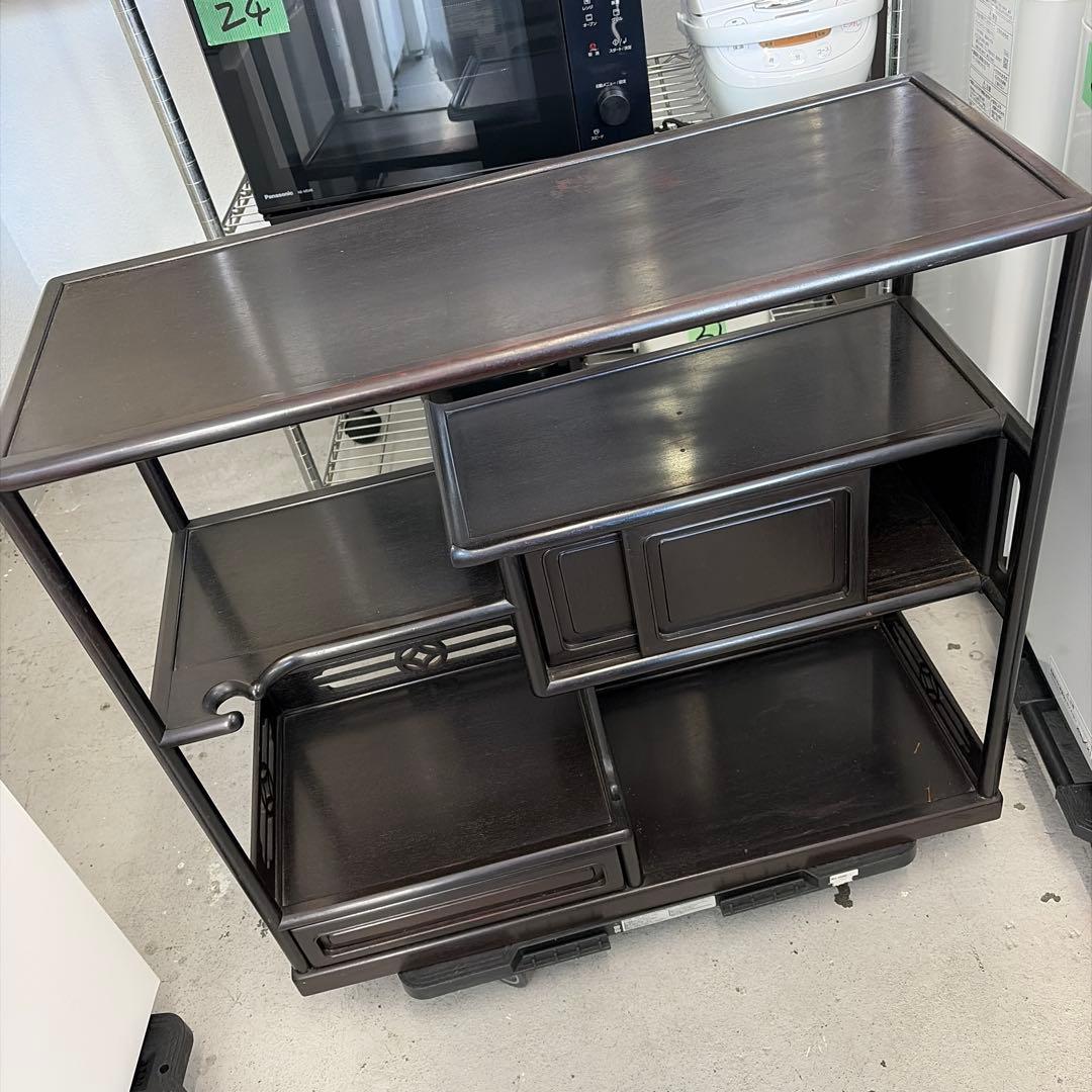 ダークブラウン木製オープンシェルフ