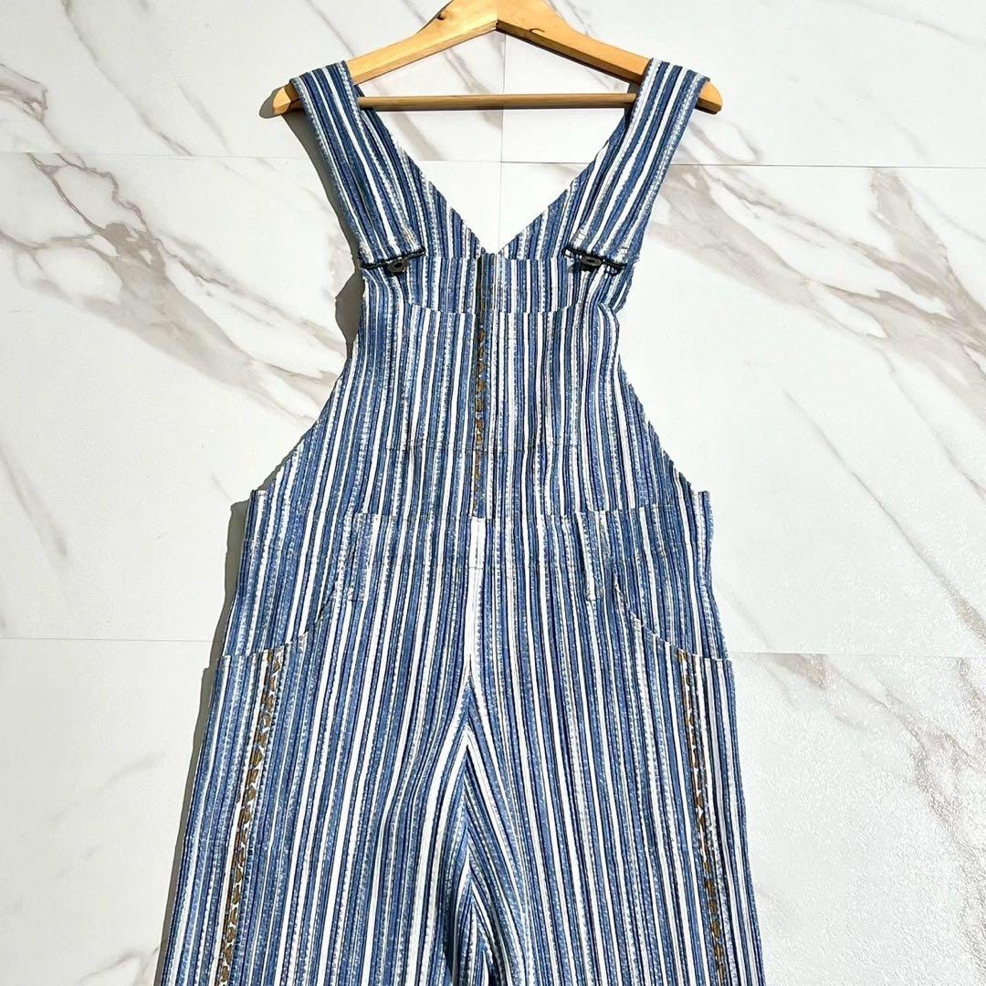 美品✨PLEATS PLEASEオーバーオール プリーツ ヒッコリーストライプ