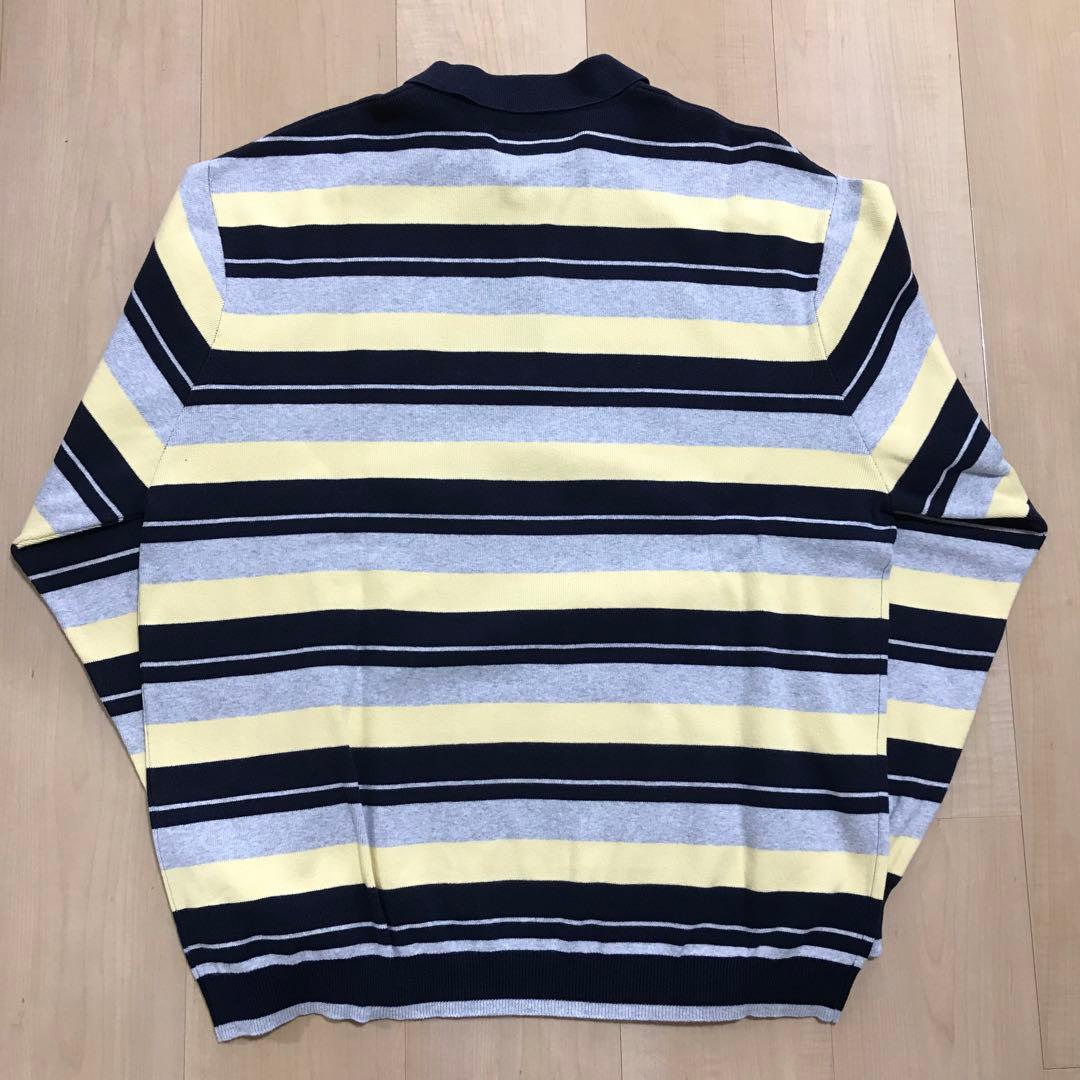 Supreme Stripe Zip L/S Polo サイズM ネイビー