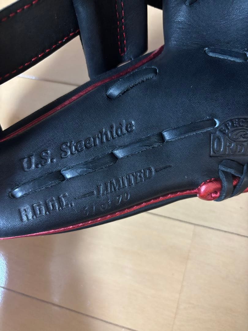 Rawlings 軟式グローブ 黒/赤 収納袋付き