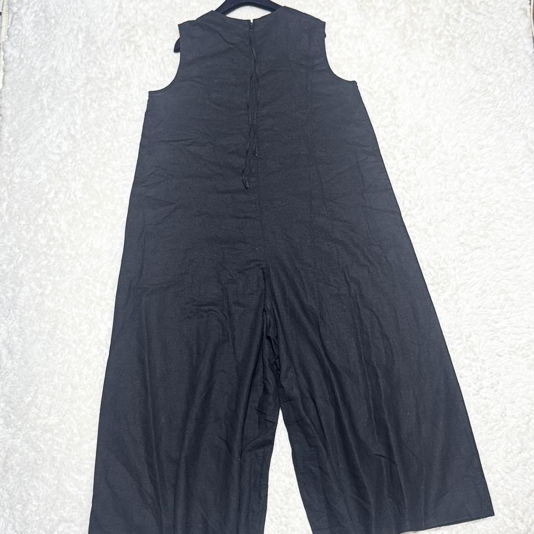 24年 美品 kagure かぐれ ワイドオールインワン リネン ブラック