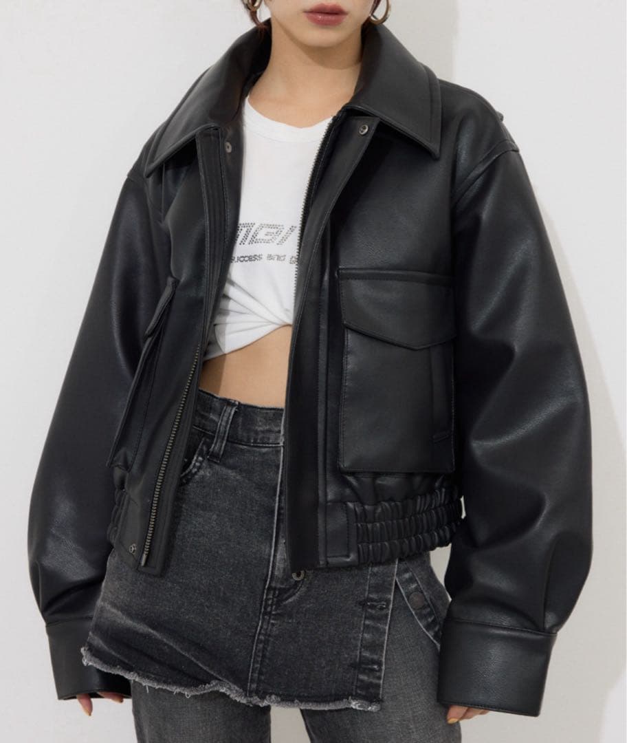 最安値　SLY フェイクレザーフライトジャケット