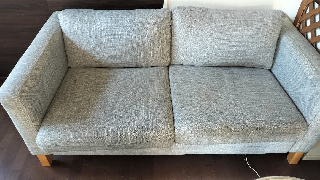 グレー ファブリック 2人掛けソファ
