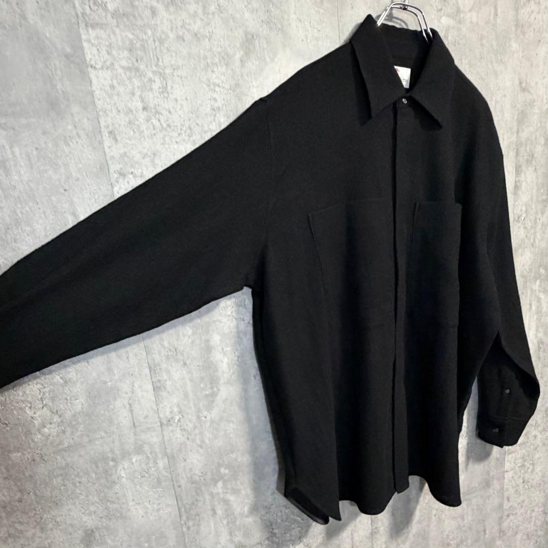 【新品未使用】MBハイエンド尾州 2/48ウールガーゼシアーシャツ ブラックS