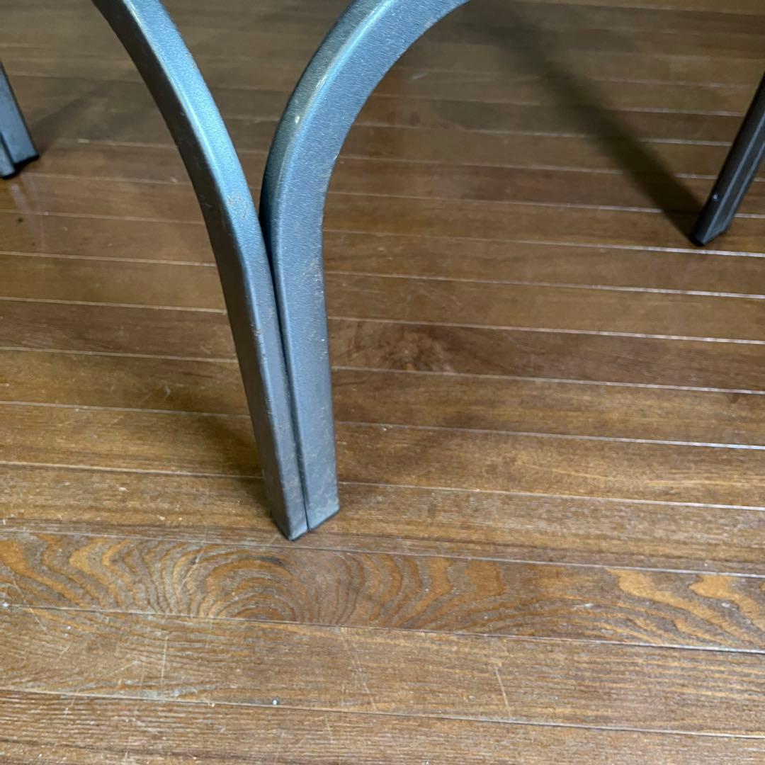 【アンティーク】昭和レトロ アイアンフレーム ガラステーブル 座卓 正方形 男前