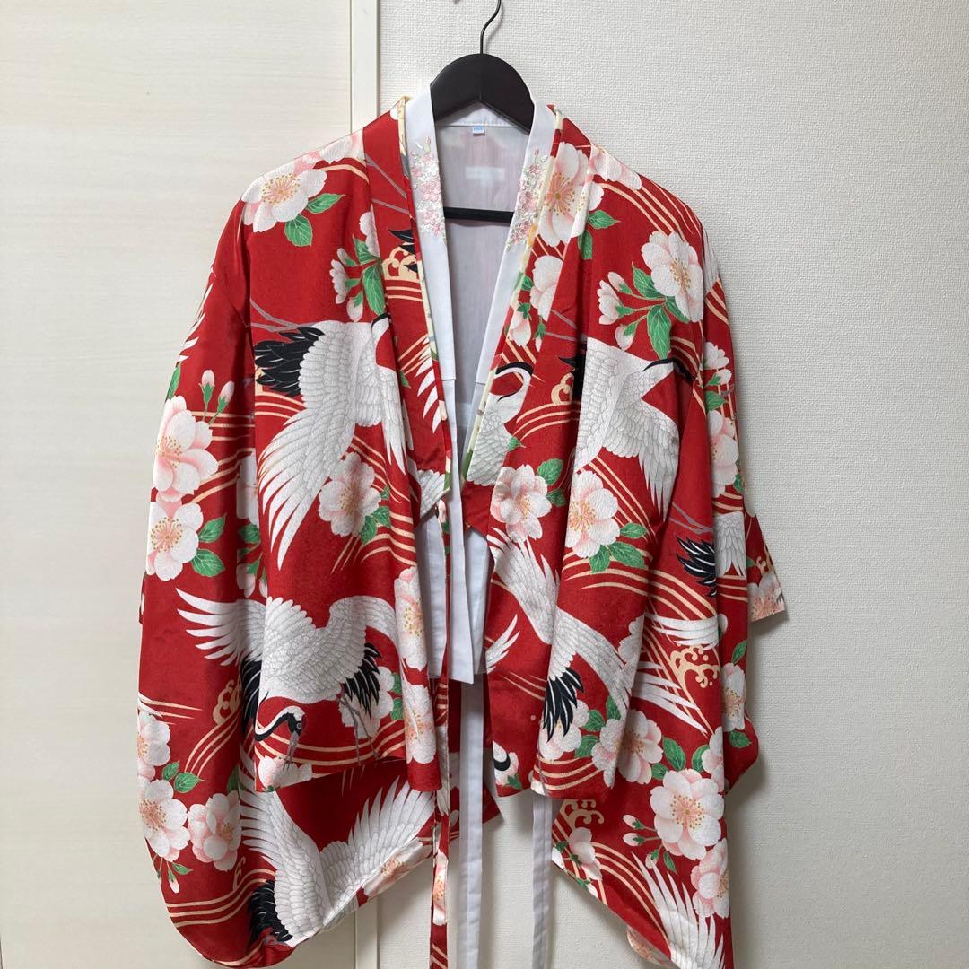 美品　キャサリンコテージ　袴　鶴　和柄　花柄刺繍　簡単着付け　卒業式　140